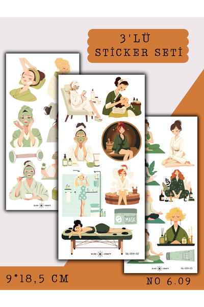 Else Craft 3'lü Cilt Bakımı Temalı Sticker 6.09 - Ajanda Planlayıcı Bullet Jo...