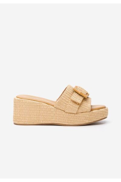 B T Shoes Estefana beige platform slippers
