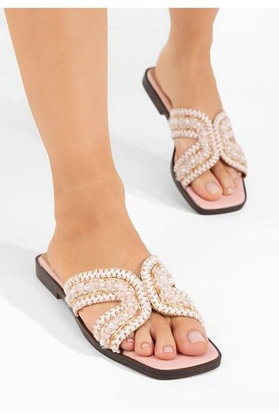 B T Shoes Ingryd pink flat slippers