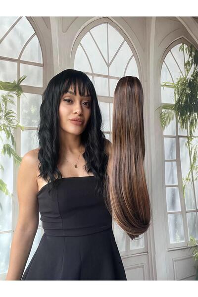 Suzan Peruk Gerçek saç dokusunda At kuyruğu Postiş Mandallı Tokalı Saç eklentisi