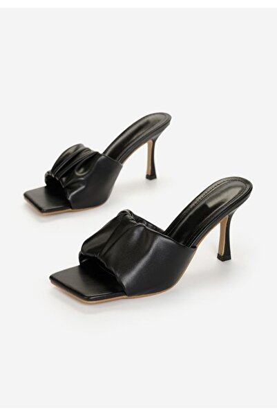 B T Shoes Athina black heeled slippers