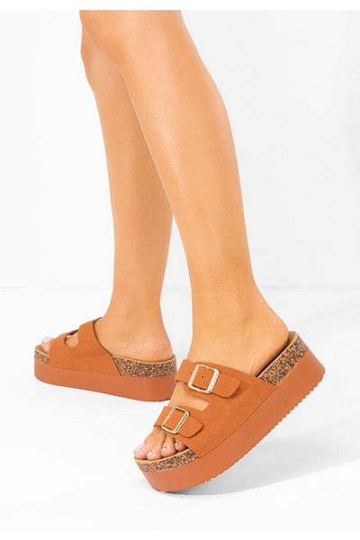 B T Shoes Edenia platform slippers camel