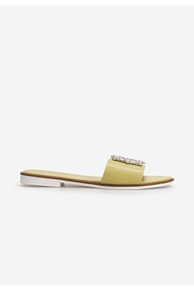 B T Shoes Laveria yellow flat slippers