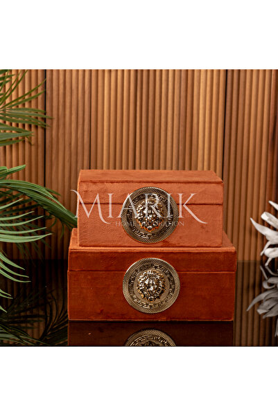 MIARIK DESIGN & DEKORASYON Dekoratif 2li Aslan Süet Deri Kutu