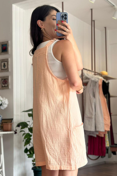 Unique Boutique Yavruağzı Rengi Müslin Kumaş Tulum