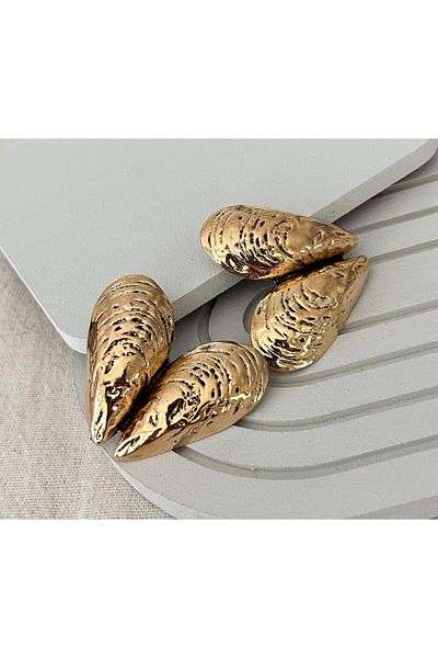 juleeco Mussel Heart Brand Model Heavy Earrings(4.5X4.5Cm)