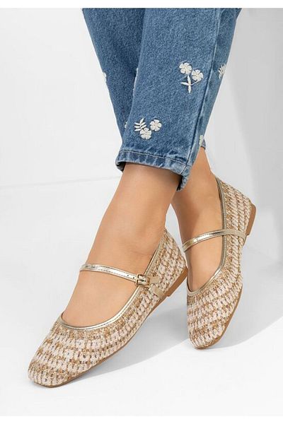 B T Shoes Maryln women's gold ballerinas