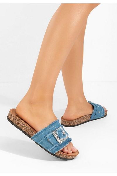 B T Shoes Netty blue flat slippers