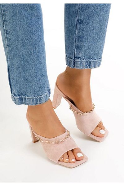 B T Shoes Meldora V2 pink chain slippers