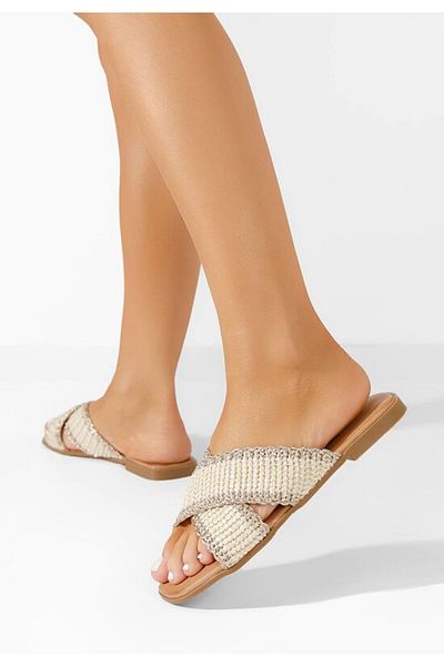 B T Shoes Jamira beige flat slippers