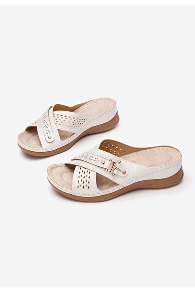 B T Shoes Papuci cu talpa ortopedica Andelia albi