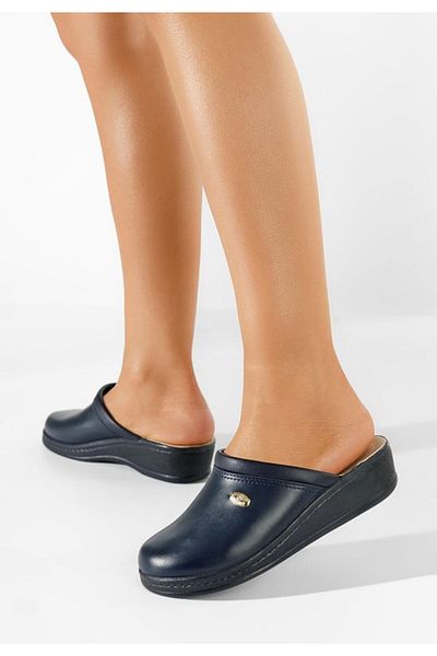 B T Shoes Mecosta V2 navy genuine leather clogs