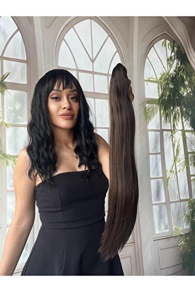 Suzan Peruk Gerçek saç dokusunda At kuyruğu Postiş Mandallı Tokalı Saç eklentisi