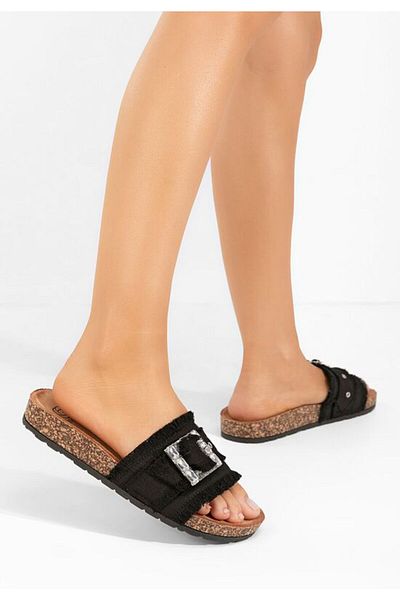 B T Shoes Black Netty thick-soled slippers
