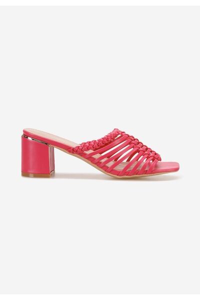 B T Shoes Sorlia fuchsia chunky heel slippers