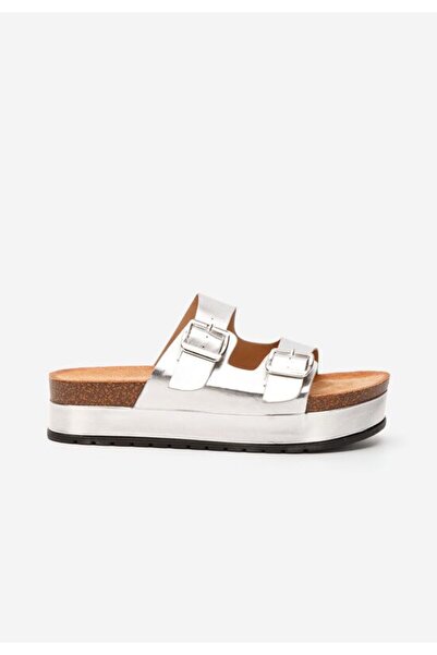 B T Shoes Papuci cu talpa inalta Ronna argintii