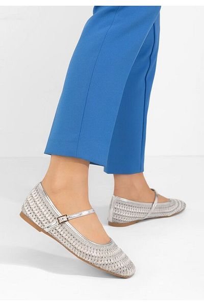 B T Shoes Maryln women's silver ballerinas