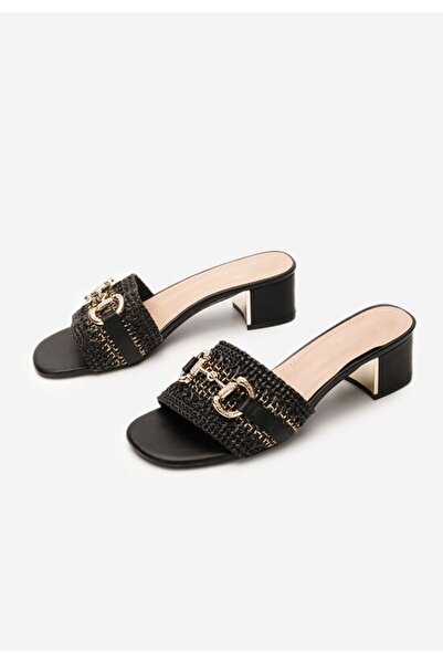 B T Shoes Arrianna black heeled slippers