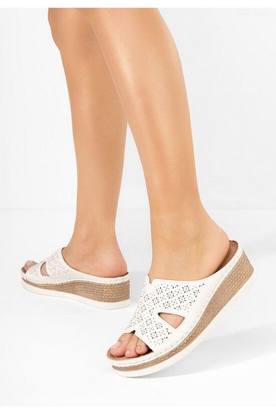 B T Shoes White Larue platform slippers