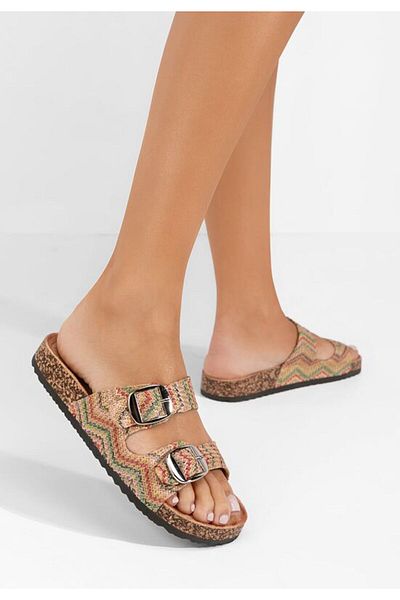 B T Shoes Erala multi-colored flat slippers