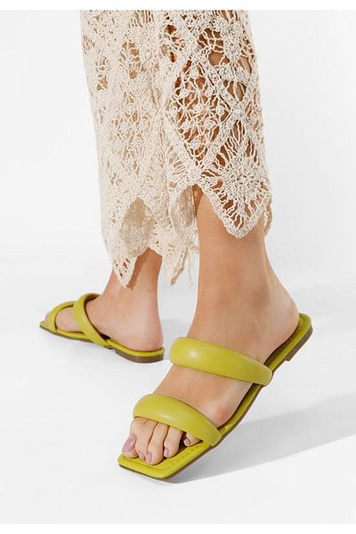 B T Shoes Aymani lime flat slippers