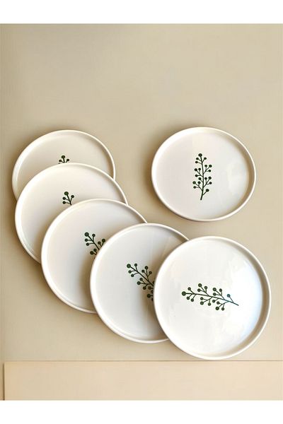 Nokta Breakfast Set 6 People Tokyo Series Leafy 6 Pieces Breakfast Plate