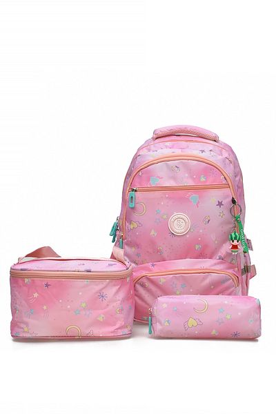 ELATAE Children's 3-Piece School Set Primary School Bag & Thermal Lunch Box & Pen Holder 1385