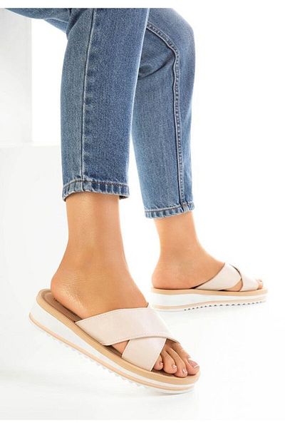 B T Shoes Saudia Beige women's slippers
