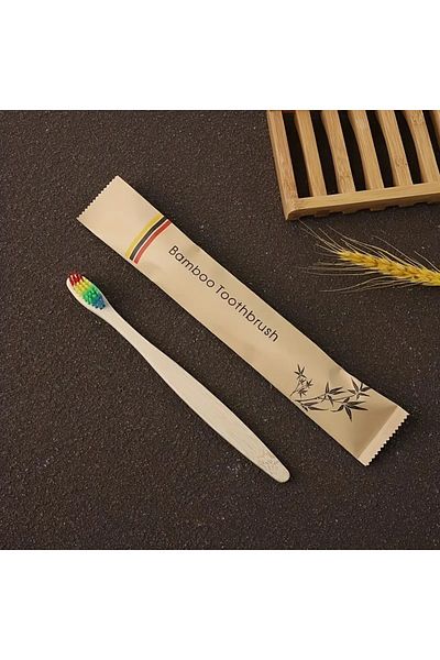 Onomo Bamboo Toothbrush, Soft Bristle, Mixed Colors 1 Piece