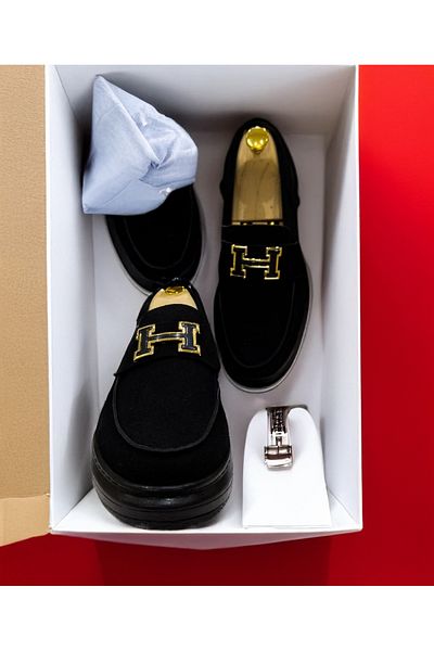 EXCLUSIVE STYLE HÉRITAGE - Black velvet loafers