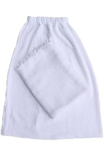 Generic Kids Elastic Waist Ihram Ahram Set for Hajj and Umrah, 2 Pieces, White, Size 6-10 Years