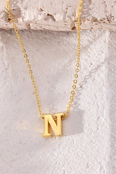 Lucente Jewellery Özel Hediye Kutulu 925 Ayar Altın Gümüş Kaplama N Harf Dökü...