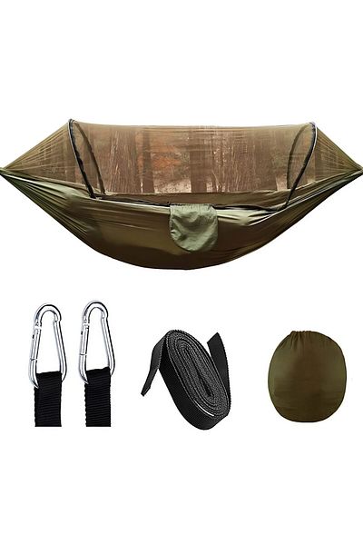 AVYRA Outdoor Hammock Set With Mosquito Net, Breathable 210T Nylon Material, Adjustable Straps, Carabiners
