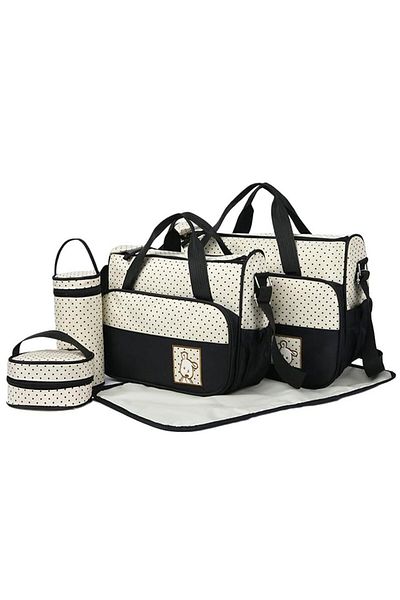 AVYRA Set Genti Bebe 5 Piese Pentru Maternitate Cu Geanta Scutece, Izolator Biberon, Pad Schimbat