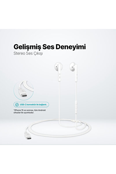 Ttec Rio 2 USB-C Stereo Mikrofonlu Kulakiçi Kulaklık iPhone15/15Pro/16/ProMax/UYUMLUDUR.