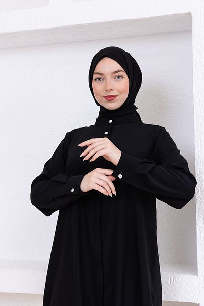 FİDEY Satin Tested Tunic with Stone Buttons
