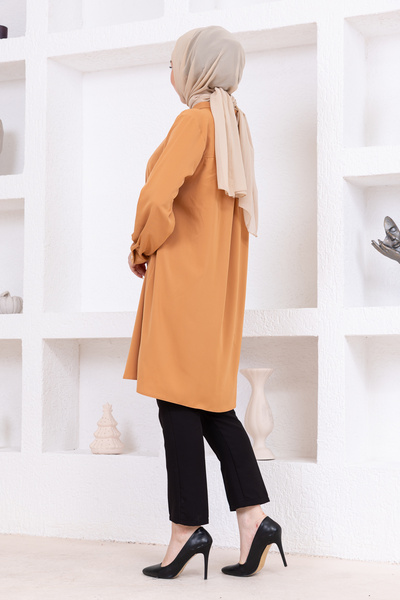 FİDEY Satin Tested Tunic with Stone Buttons