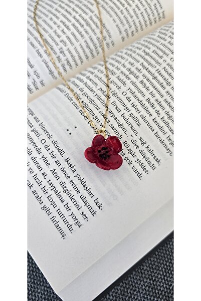 kırıkboncuk El Yapımı Cam Boncuk Gelincik Çelik Kolye