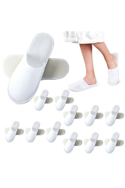 OEM Set of 12 pairs of disposable hotel slippers, Ideal for swimming pools, homes, spas, Optical white