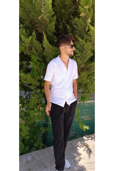 KING SEZAR Men's Shirt 100% Cotton Breathable Fabric Flared Slim Fit Button Collar Shirt Men's Shirt