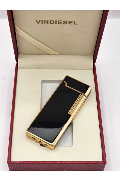 Atheris Gift VINDIESEL Siyah Altın Gazlı Çakmak – Erkek Lüks Aksesuar, Hediyelik Kutulu