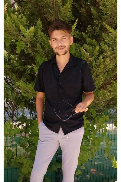 KING SEZAR Мъжка риза 100% памучна дишаща материя Flame Slim Fit с яка с копчета Мъжка риза