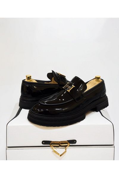 EXCLUSIVE STYLE Glossy black loafers - ASLAN
