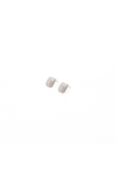 ElectraStore Square Brilliant Silver Earrings