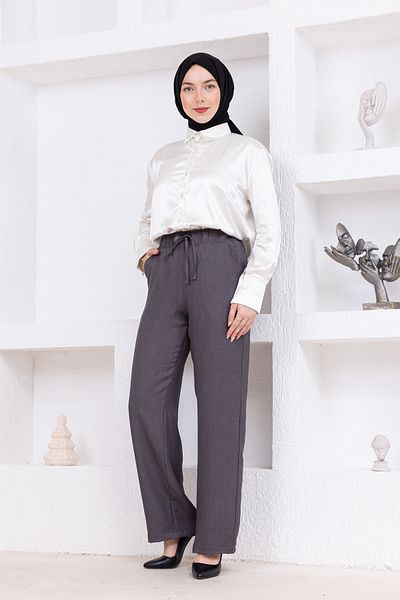 FİDEY Linen pants with elastic waist and pockets