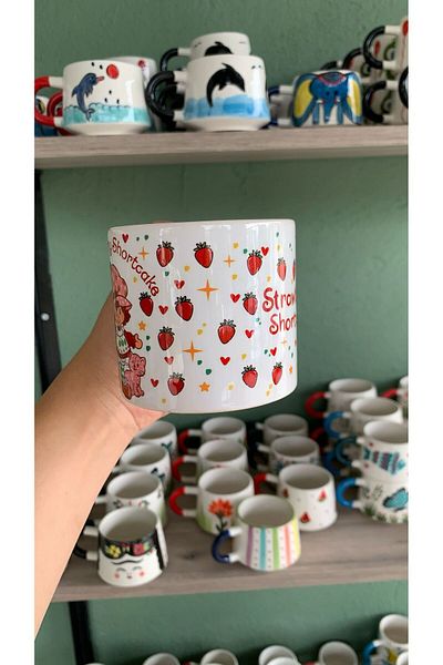 GünayStore Strawberry Girl Strawberry Shortcake Nostalgic Printed Mug Cup Tea Coffee Cup 200 ml