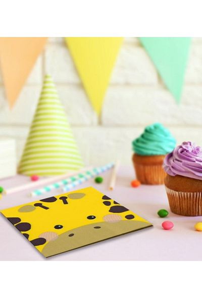 party mix Safari Themed Paper Napkins with 25 Animal Figures 33X33 cm - Birthday, Party, Safari Napkins