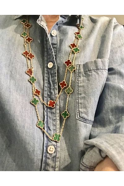 ElectraStore Alhambra Emerald Jewelry Set Necklace + Earrings