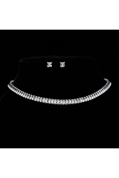ElectraStore Tennis Jewelry Set Necklace + Earrings