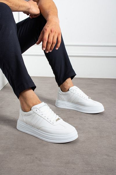 MCLACOS Men's White Sneaker Casual Sports Shoes High Sole Comfortable Design X35